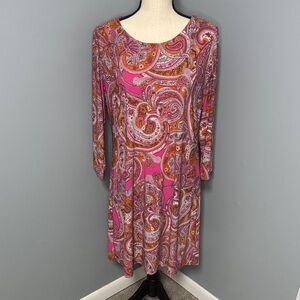 Tommy Hilfiger Women’s Pink Paisley Dress Sz 14